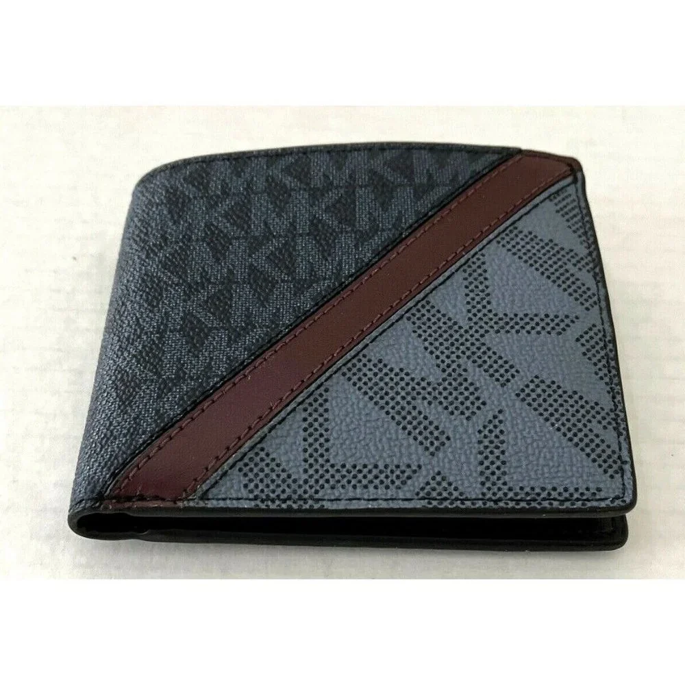 New Michael Kors Cooper Men's Billfold Wallet Admiral / Denim multi